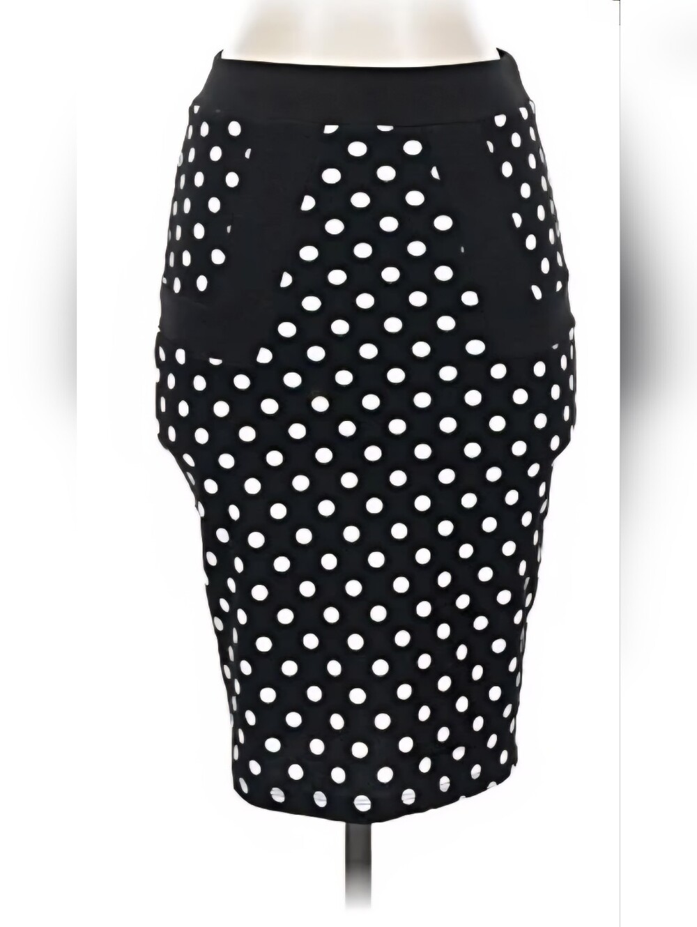 Black and White Polka Dot Stretch Pencil Skirt. Size 3x